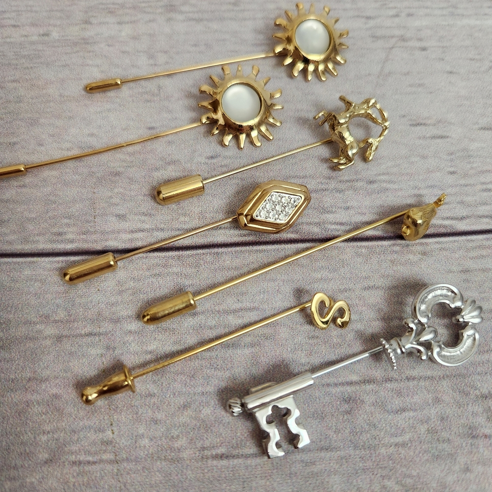 Mixed Gold & Silver Hat Pins and Stick Pins Set